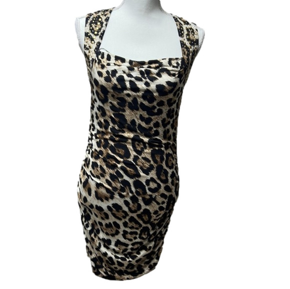𝅺THALIA Sodi Animal print Rusched dress Size XS (D4) - Picture 1 of 12